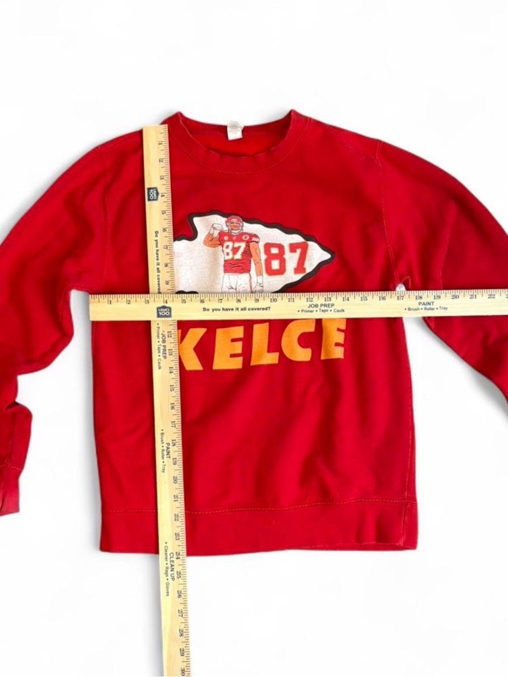 Women’s Red Kelce Graphic Crew Sweatshirt - Team Inspired Casual - Picture 6 of 6